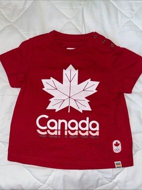 0/6m The bay official Team Canada Olympic Canada Red Kids Tee White Maple Leaf
